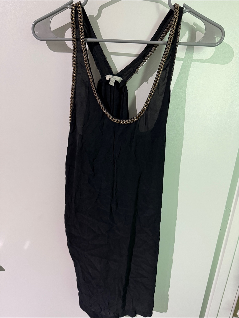 Joie Black Chain-Trim Silk Camisole